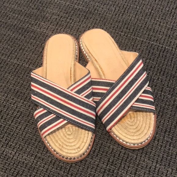 Topshop Crossover Denim | Jute Yacht Slides - Picture 1 of 6
